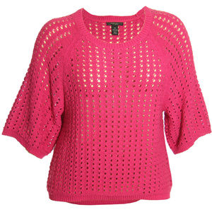 0x Style & Co Pink 3/4 Sleeve Open Weave Pointelle Sweater NEW w/ Tags Plus Size